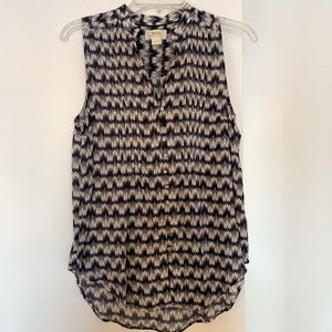 Maeve XS blue pattern sleeveless blouse